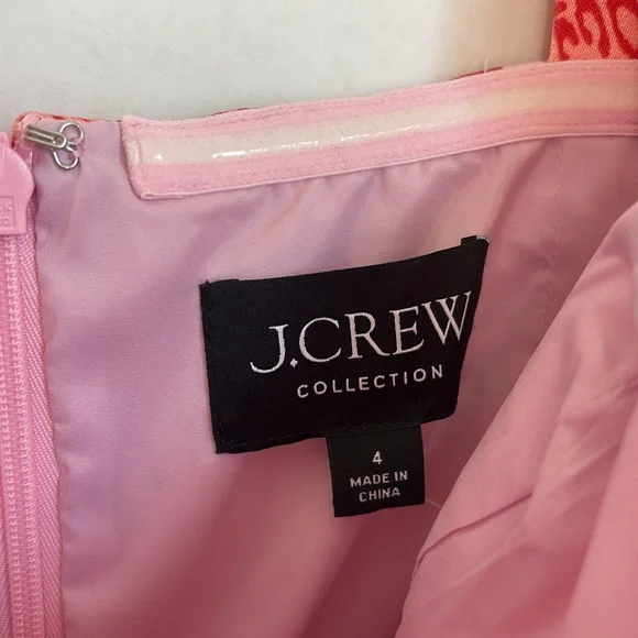 JCREW Collection fitted luster crepe flare-hem dress in coral floral print NWT 4 - Picture 7 of 11